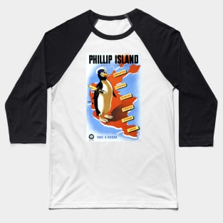 Vintage Travel Poster Australia Phillip Island Baseball T-Shirt